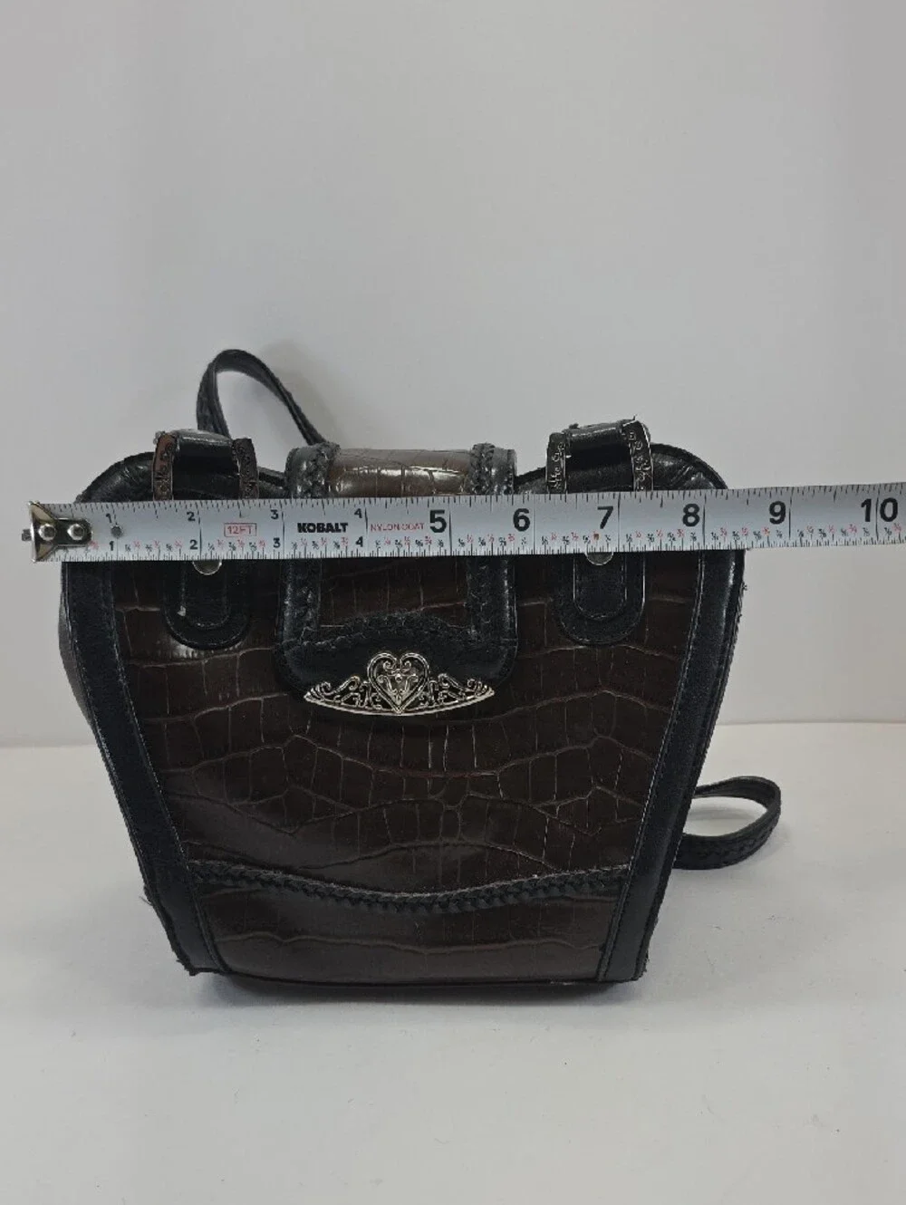 CR Western Croc Embossed Brown Black Shoulder Bag Y2K Purse